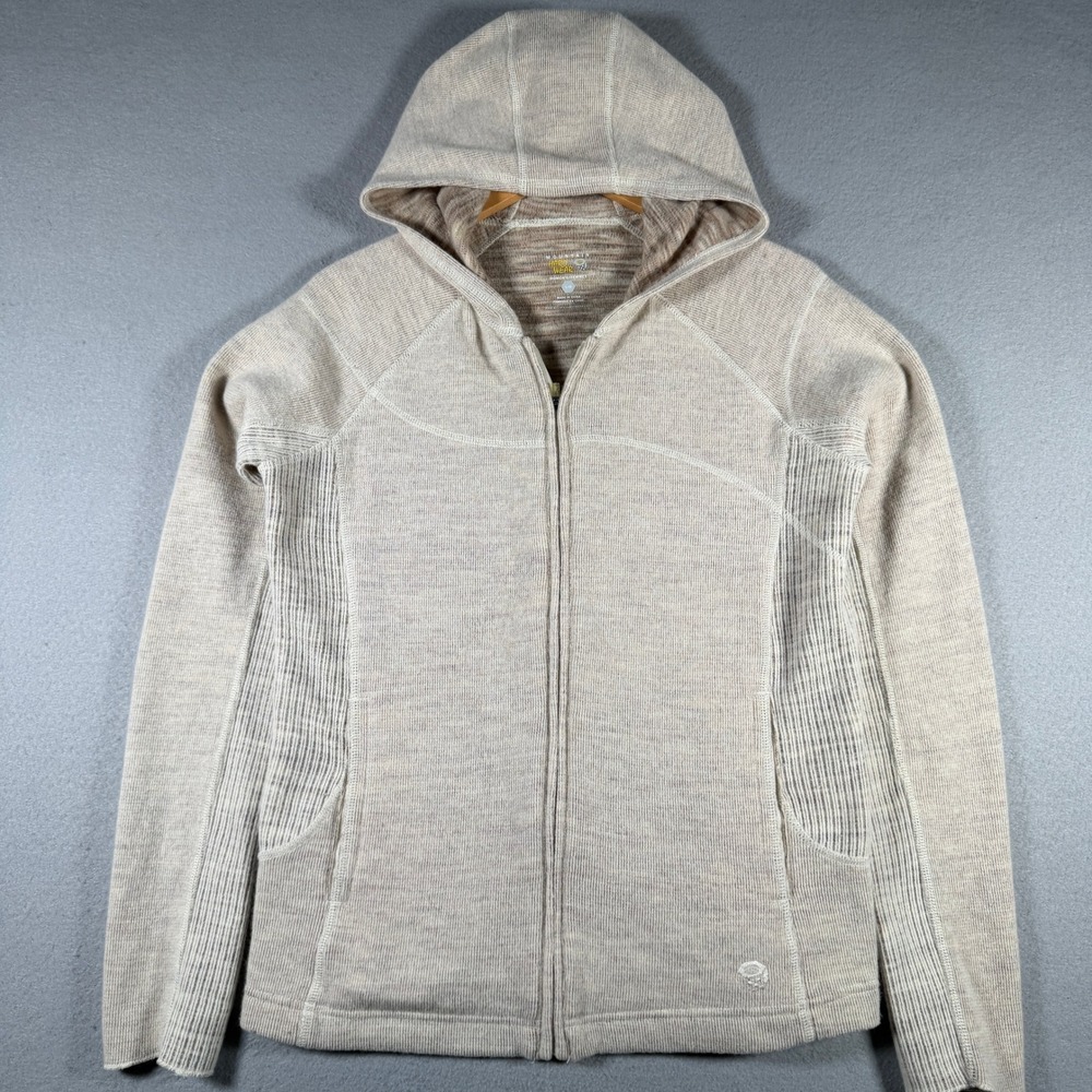 Mountain Hardwear Womens L Recycled Wool Full Zip Hoodie Oatmeal OL4225